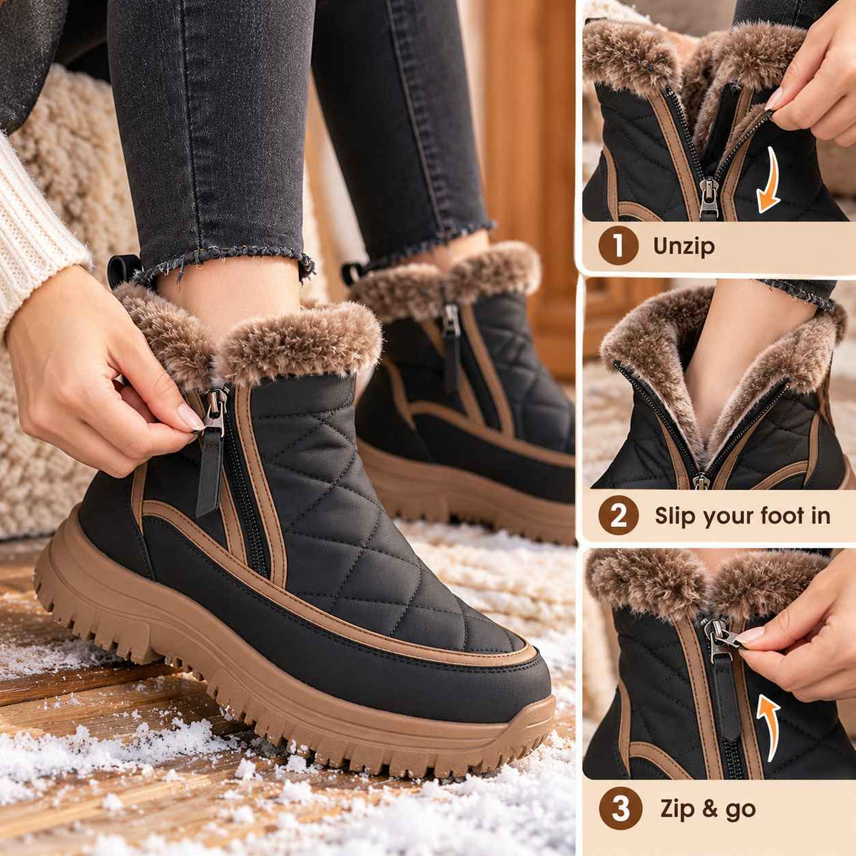 Rowan | Women's Waterproof Fur Lined Snow Boots