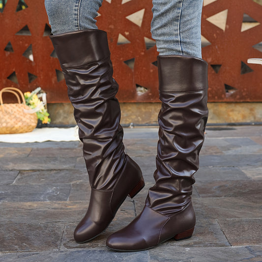 Rowan | Brown Slouchy Knee-High Boots