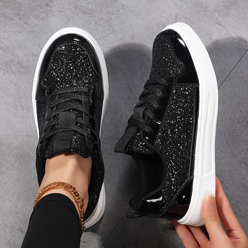 Rowan | Black Glitter Trainers