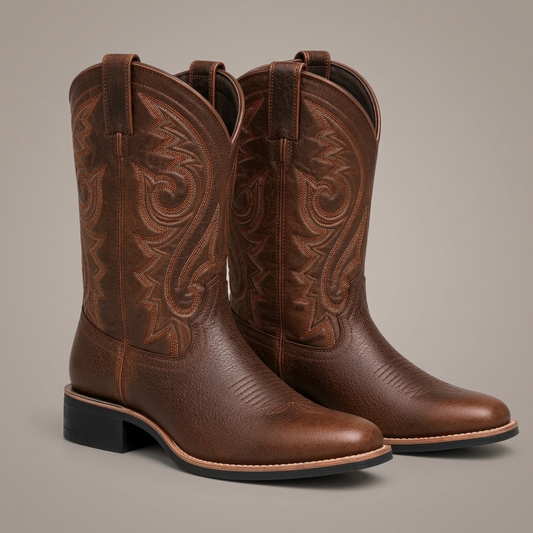 Rowan | Square-Toe Leather Cowboy Boots