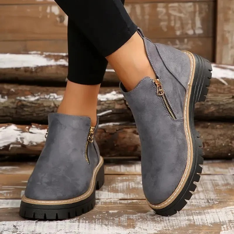 Rowan | Women's Golden-Tone Zipper Ankle Boots
