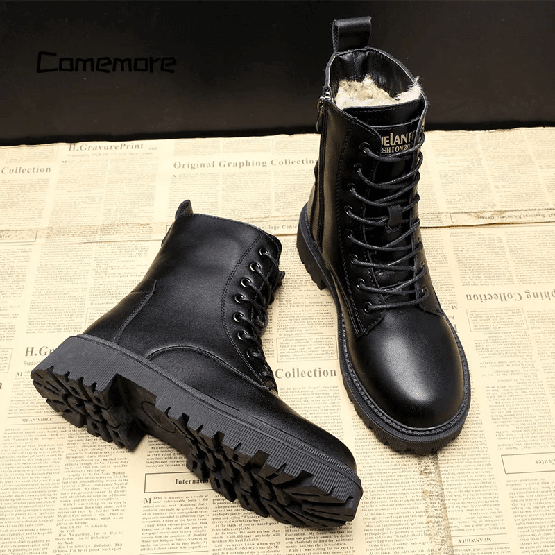 Winter ankle boots with rounded toe