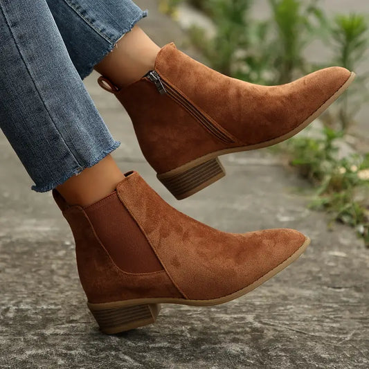 Rowan | Suede Chelsea Boots – Low Block Heel