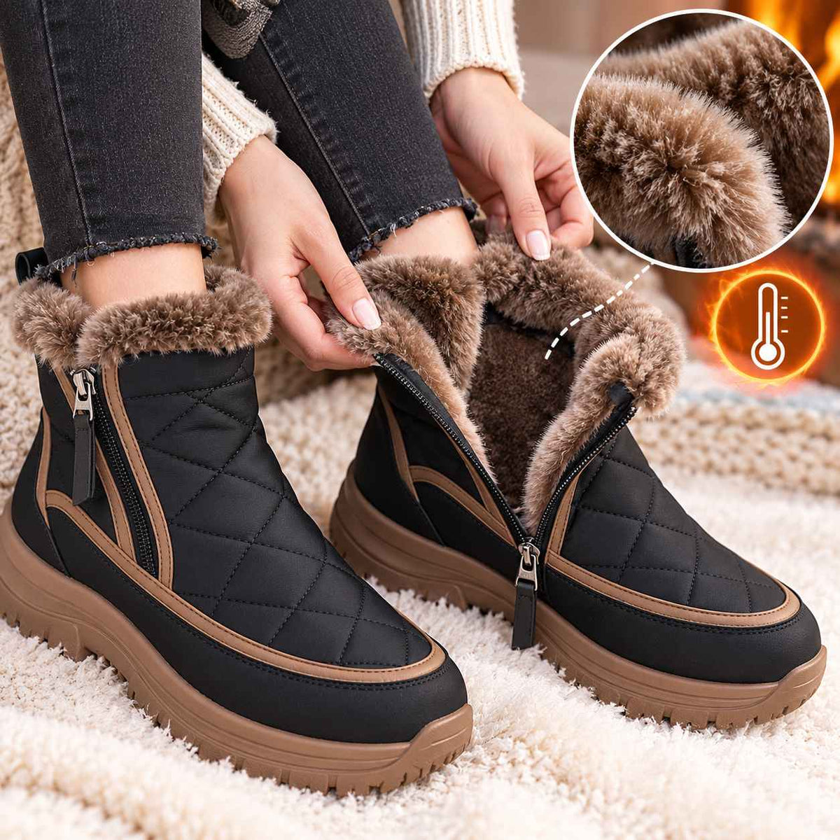 Rowan | Women's Waterproof Fur Lined Snow Boots