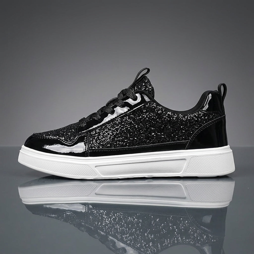 Rowan | Black Glitter Trainers