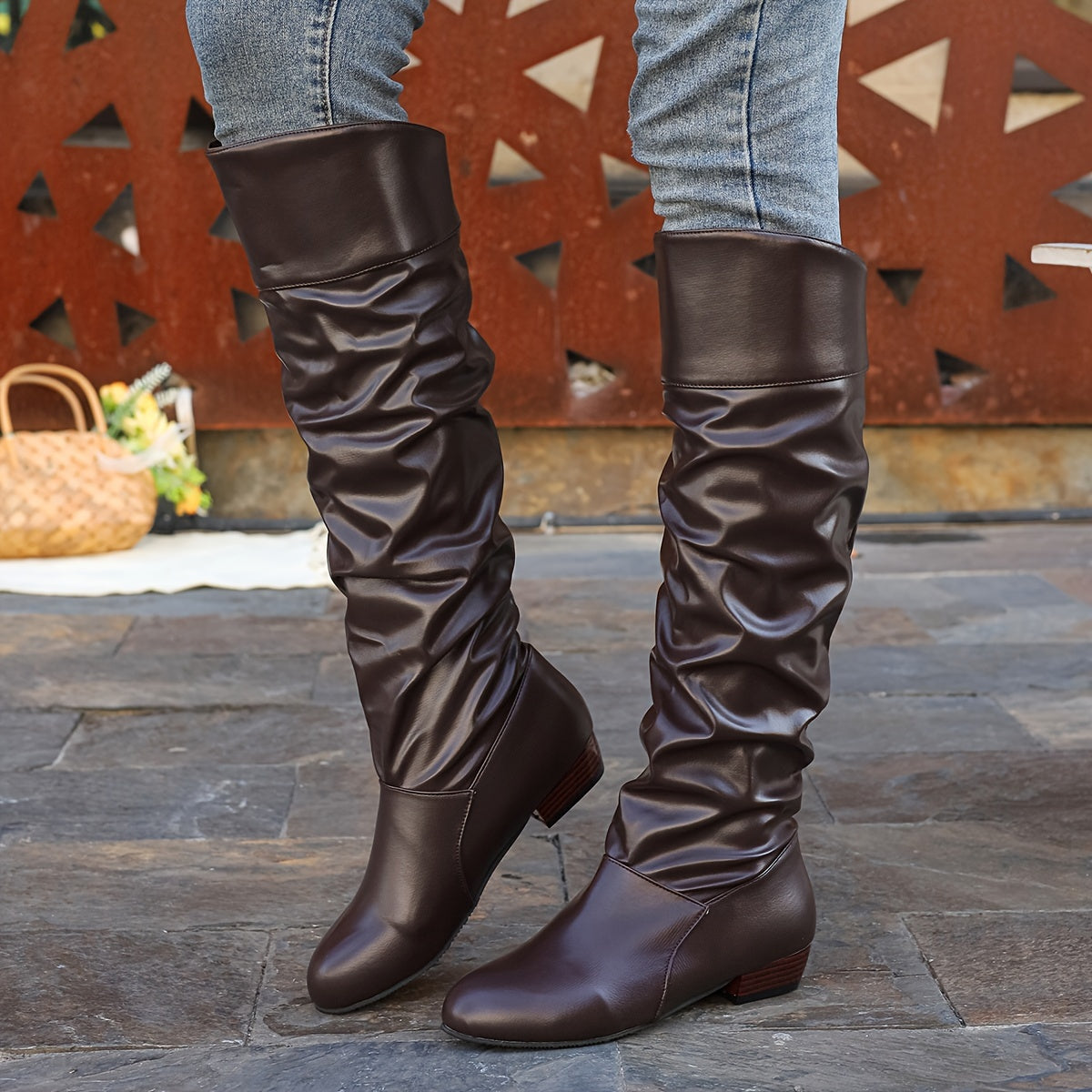 Rowan | Brown Slouchy Knee-High Boots