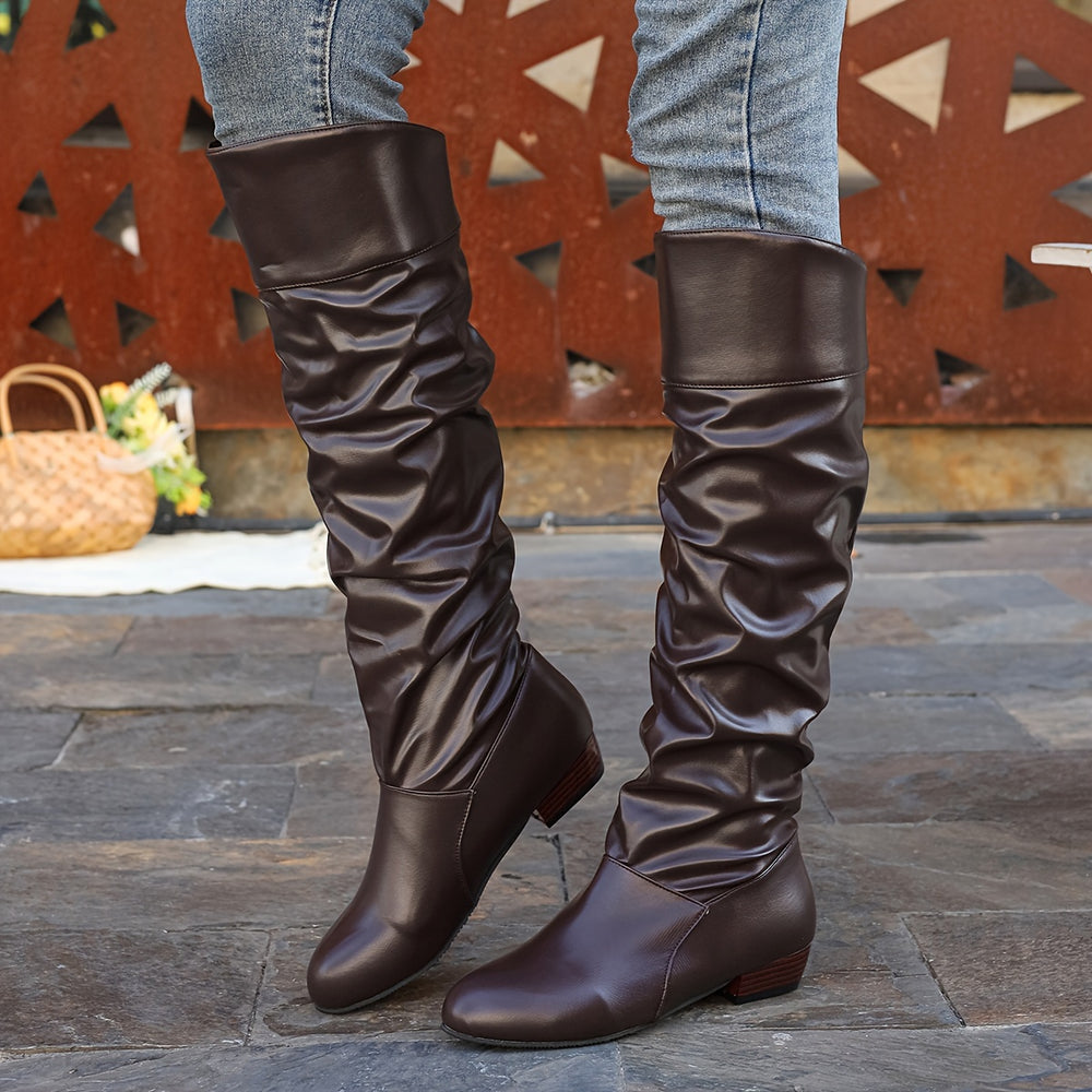Rowan | Brown Slouchy Knee-High Boots