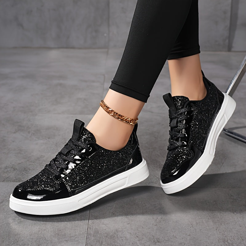 Rowan | Black Glitter Trainers
