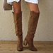 Women's block heel knee high boots in brown