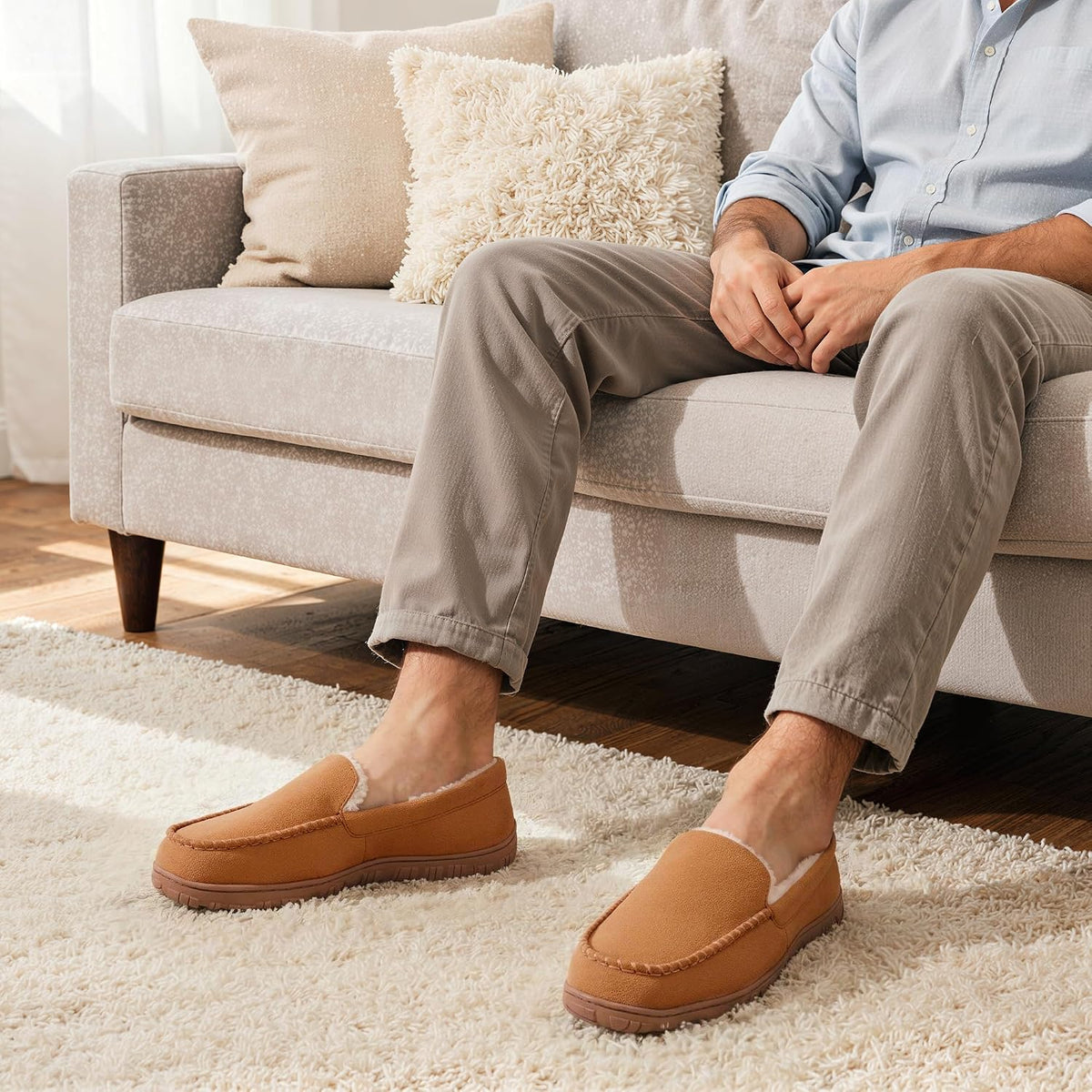 Rowan | Men's Fur-Lined Moccasin Slippers