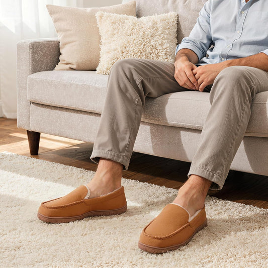Rowan | Men's Fur-Lined Moccasin Slippers
