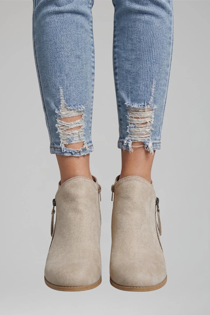 Rowan | Suede Side Zipper Ankle Boots