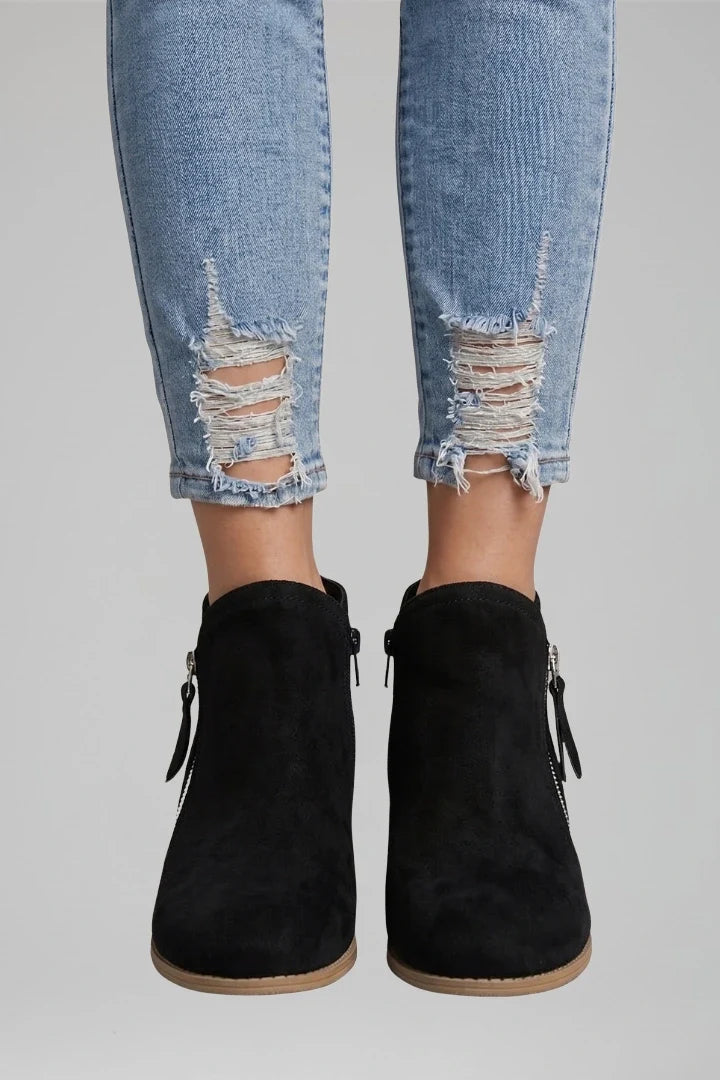 Rowan | Suede Side Zipper Ankle Boots