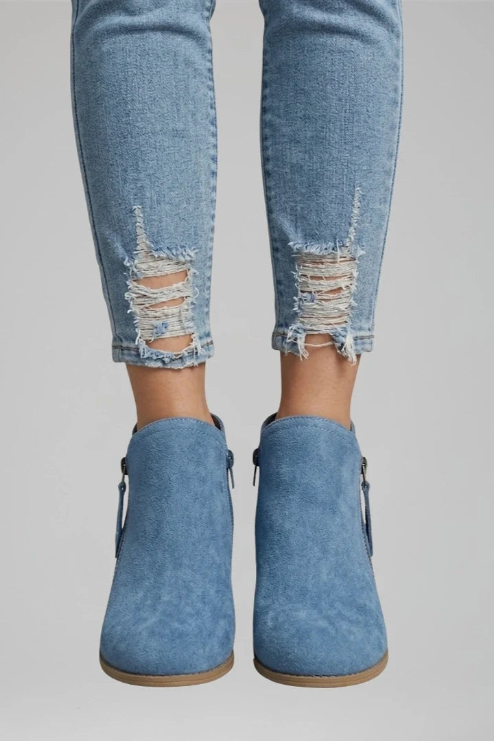 Rowan | Suede Side Zipper Ankle Boots