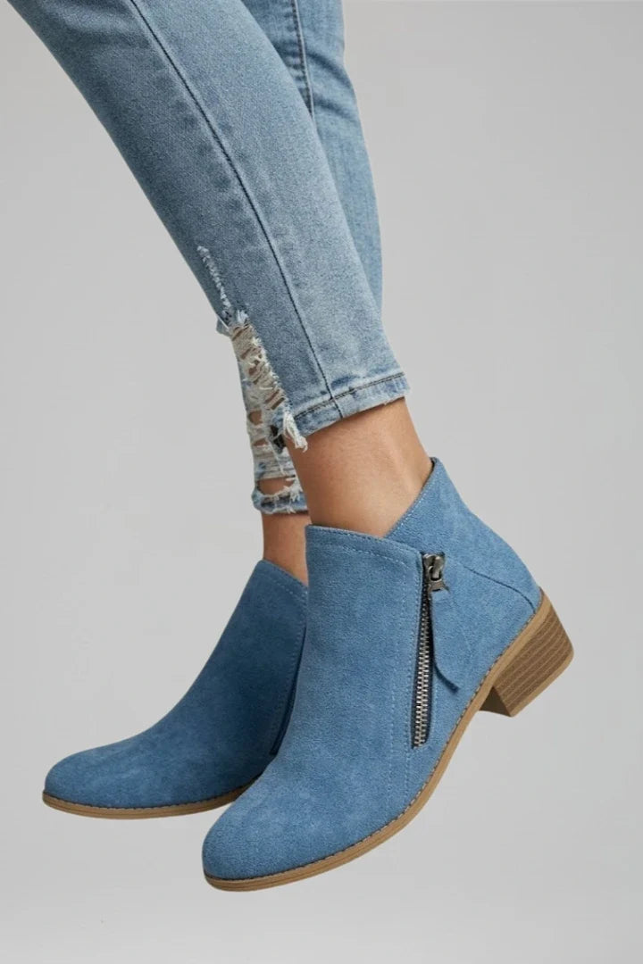 Rowan | Suede Side Zipper Ankle Boots