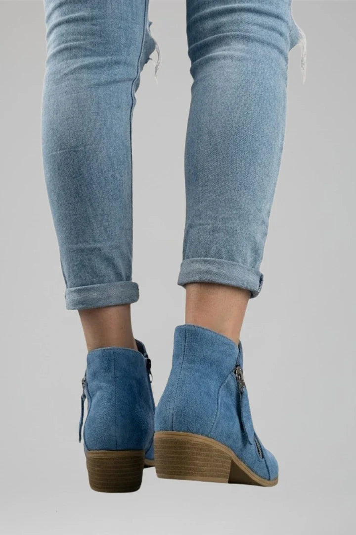 Rowan | Suede Side Zipper Ankle Boots
