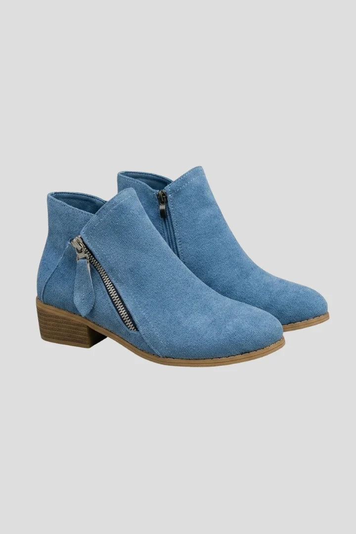 Rowan | Suede Side Zipper Ankle Boots