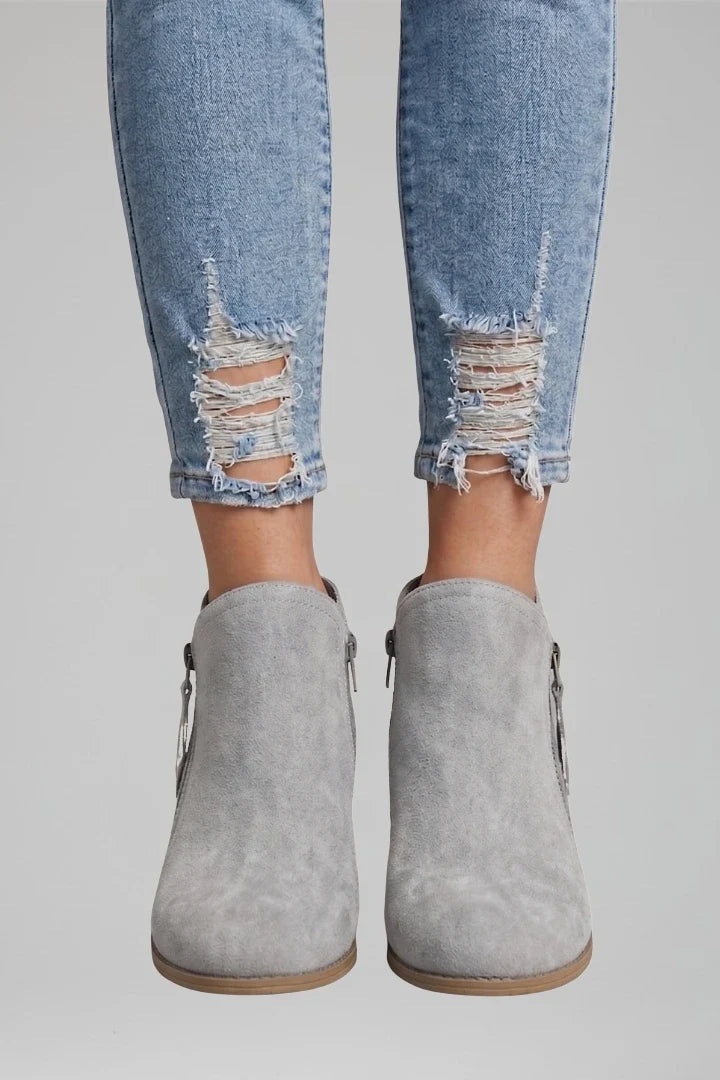 Rowan | Suede Side Zipper Ankle Boots