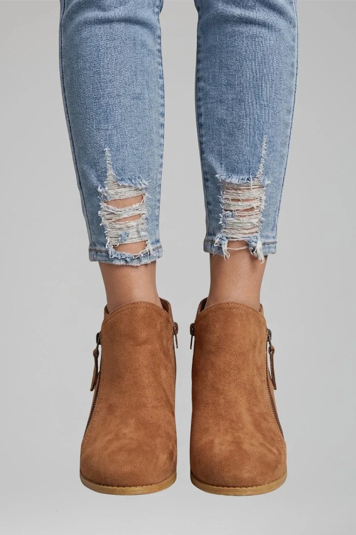Rowan | Suede Side Zipper Ankle Boots