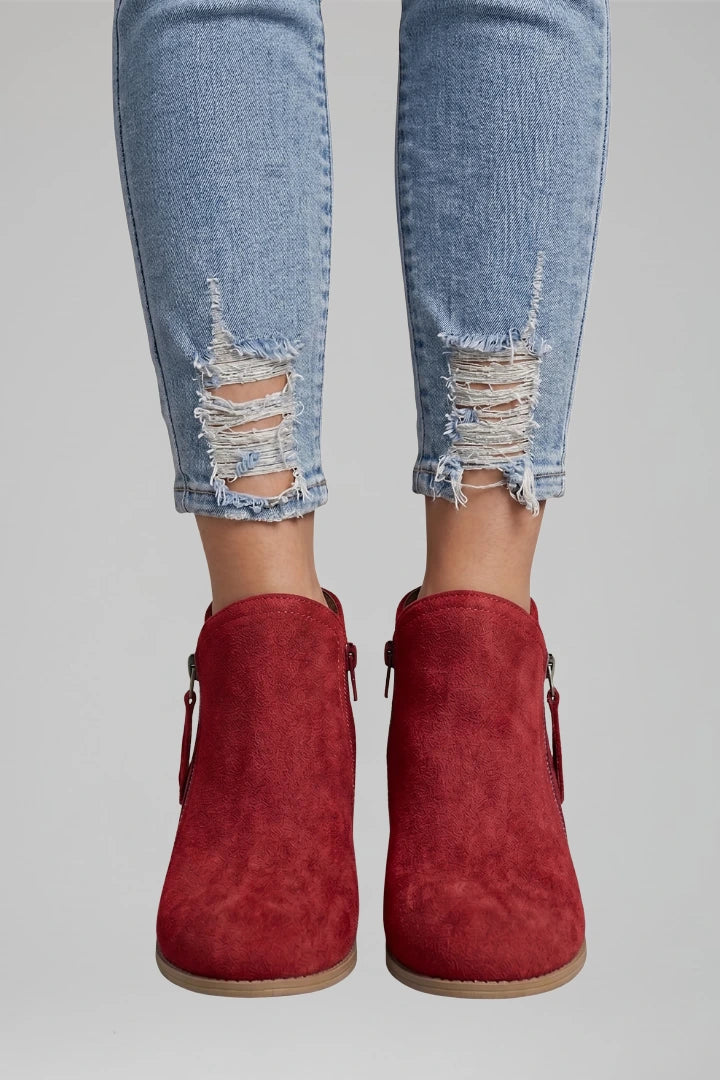 Rowan | Suede Side Zipper Ankle Boots