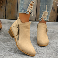Beige comfortable suede ankle boots