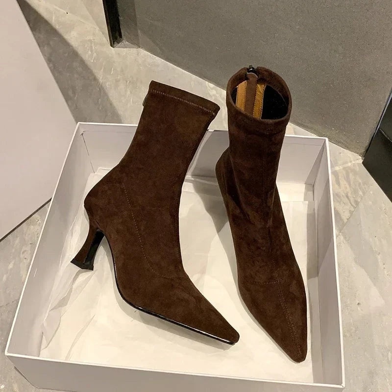 Stretch sock fit ankle boots
