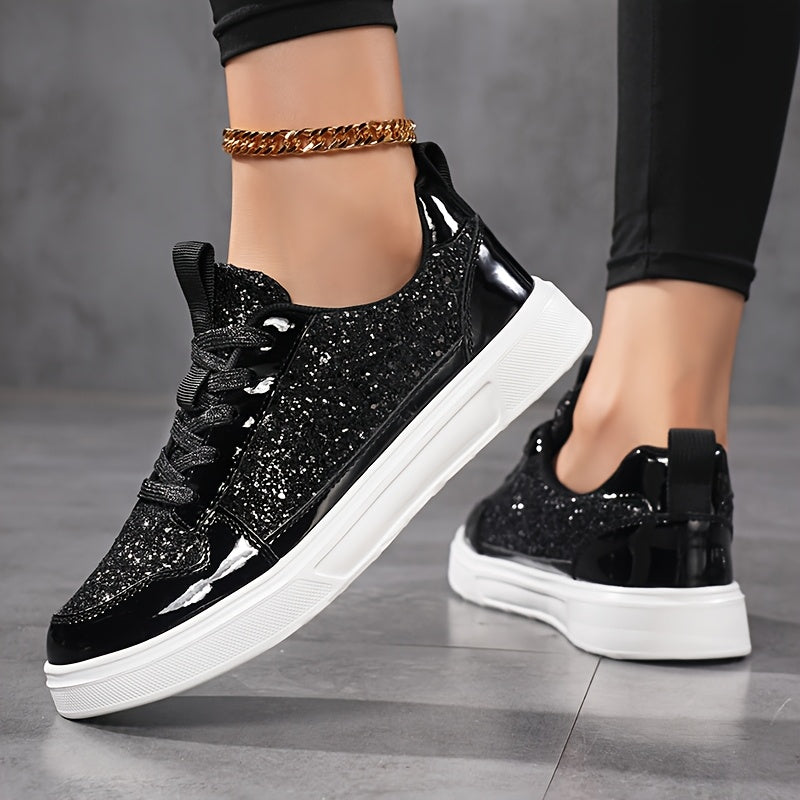 Rowan | Black Glitter Trainers