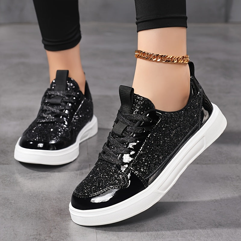 Rowan | Black Glitter Trainers