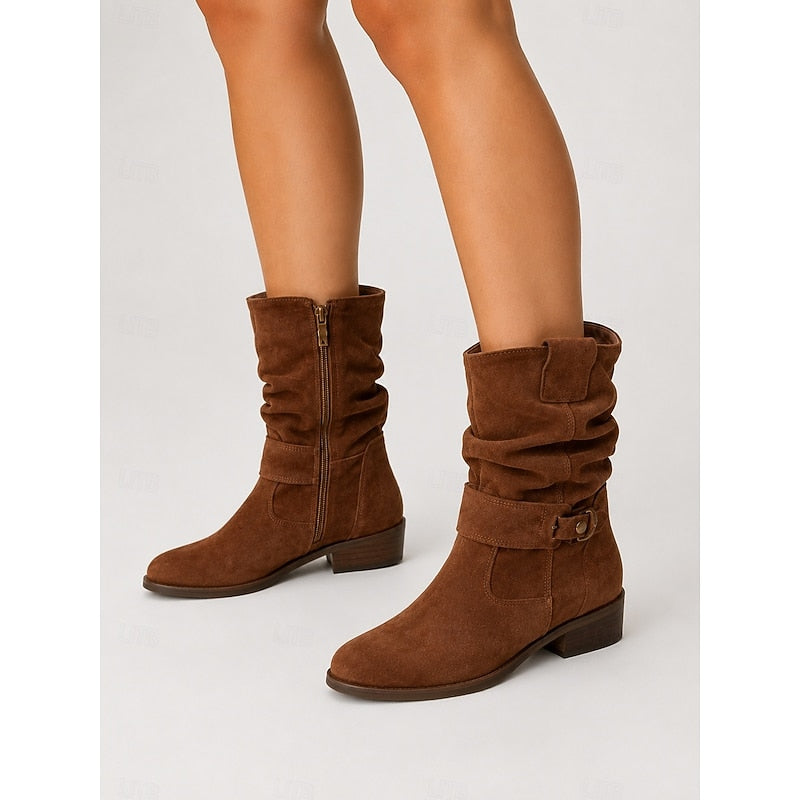 Dark brown slouchy casual booties