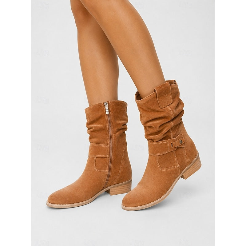 Brown slouchy ankle boots for women