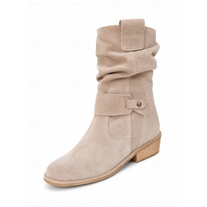 Slouchy ankle boots with buckle detail