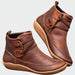Women's brown flat lace up leather ankle boots