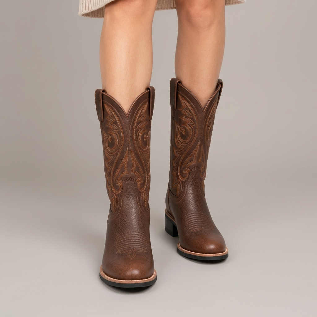 Rowan | Square-Toe Leather Cowboy Boots