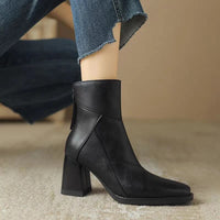 Women's black slip on flat ankle boots