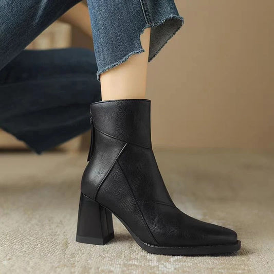 Women's black slip on flat ankle boots