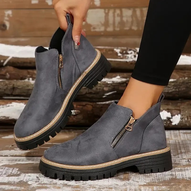Rowan | Women's Golden-Tone Zipper Ankle Boots