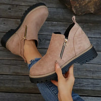 Rowan | Women's Golden-Tone Zipper Ankle Boots