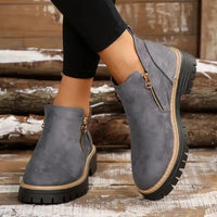 Rowan | Women's Golden-Tone Zipper Ankle Boots