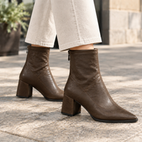 Pointed toe ankle boots side view