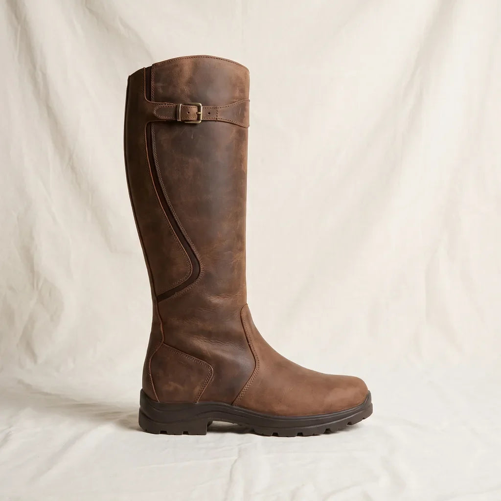 Low heel knee high boots side profile