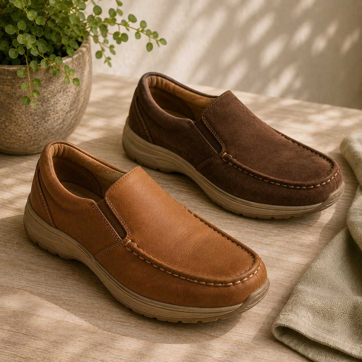 Warm lifestyle photo of the orthopedic sandals