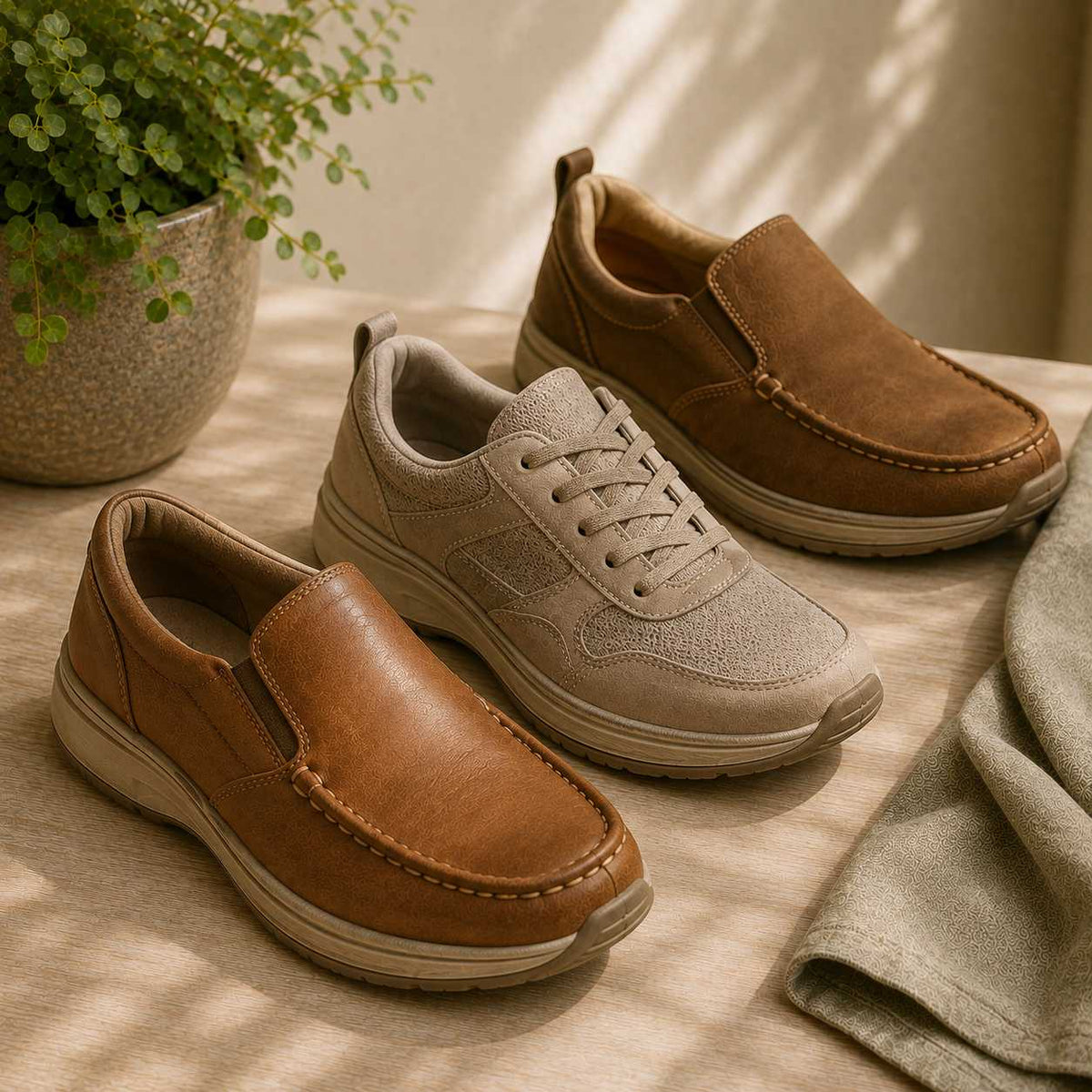 Warm lifestyle photo of the orthopedic sandals