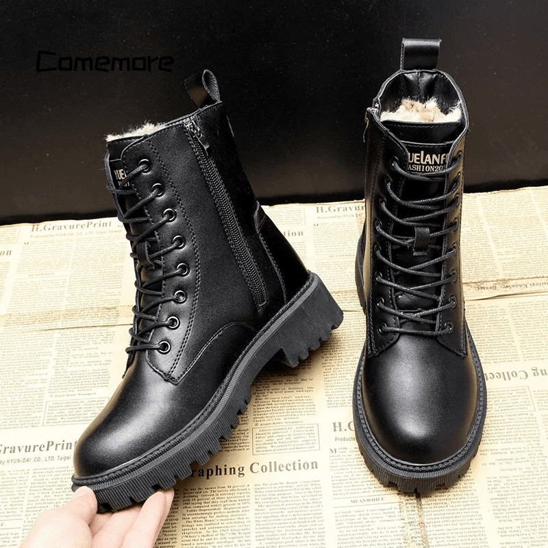Lace up warm winter booties