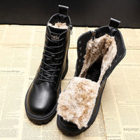 Women's black warm lined winter ankle boots