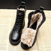 Women's black warm lined winter ankle boots