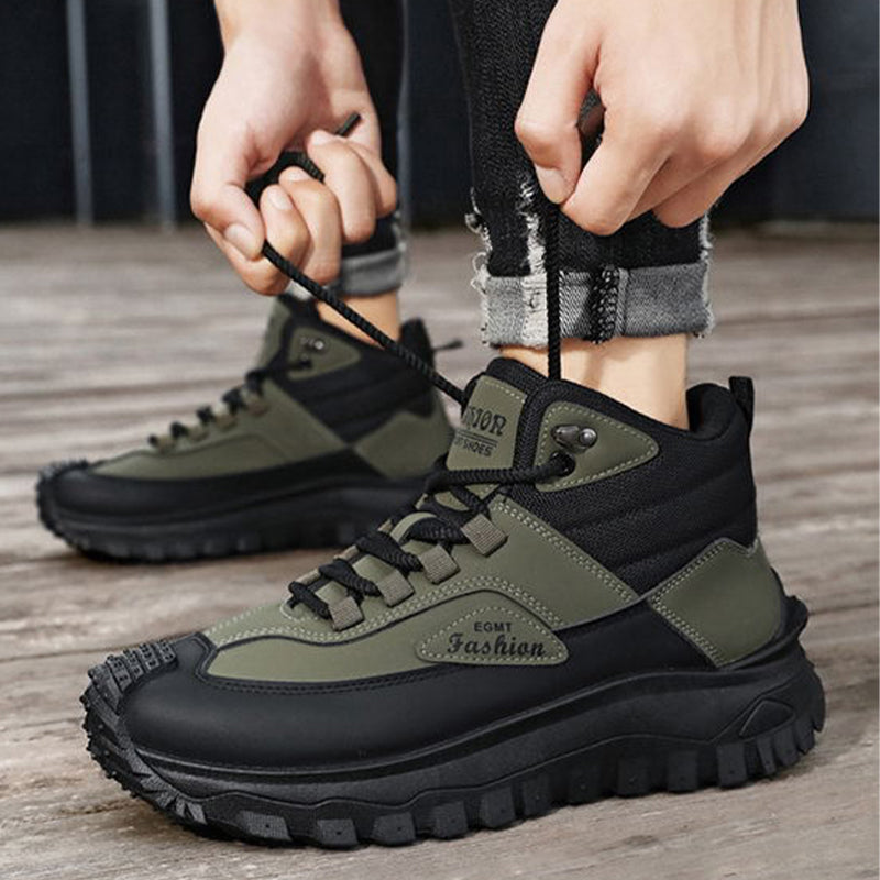 Men's black and white retro waterproof hiking boots