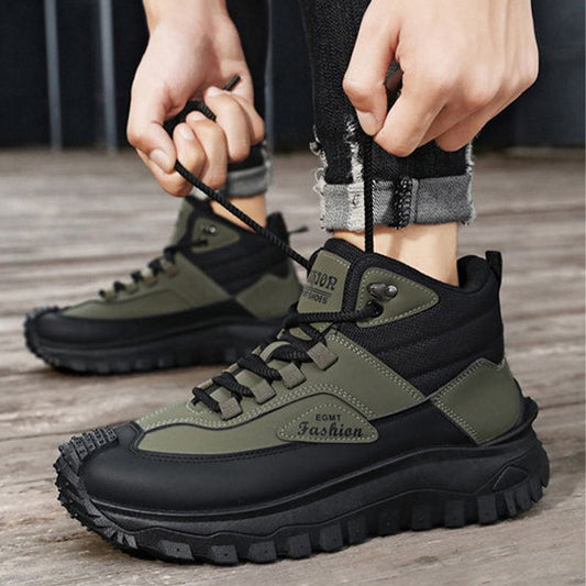 Men's black and white retro waterproof hiking boots