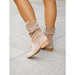 Women's beige slouchy low heel ankle boots