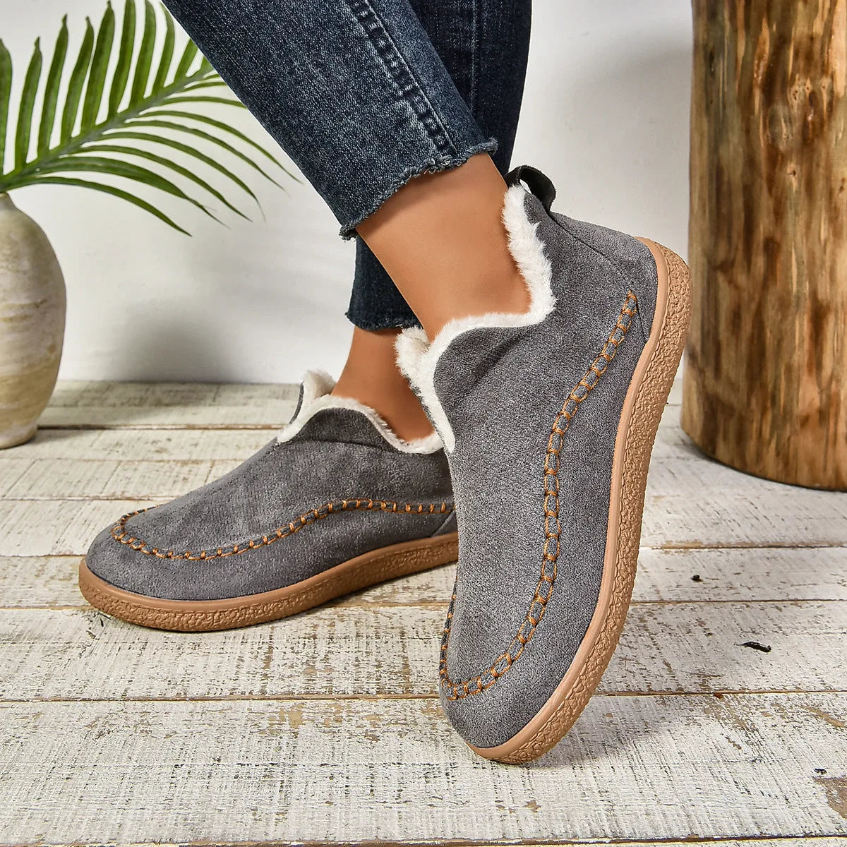 Fur Lined Slipper Boots