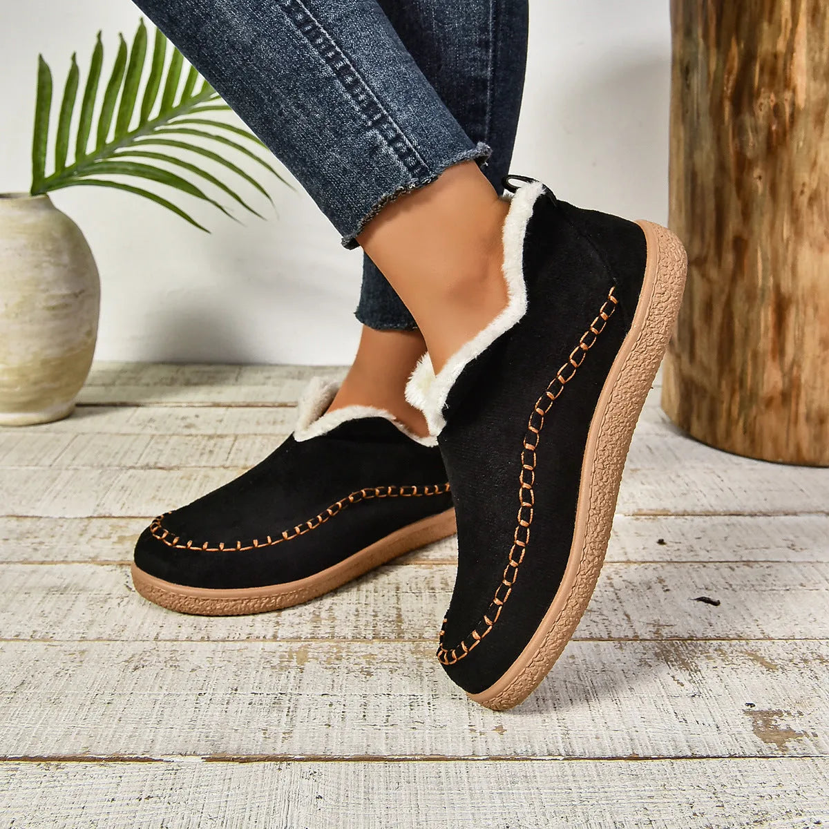 Fur Lined Slipper Boots